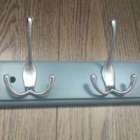 Wall Mounted Coat Rail Rack with 6 Tri-Hooks for Entryway Bathroom Closet Room, Dark Gray